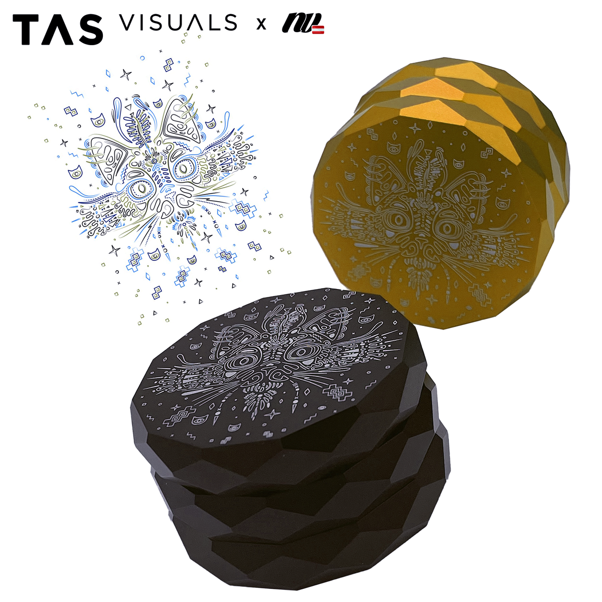 TAS Visuals x NV | Pyramid Grinder - 4-teilig- Ø63mm